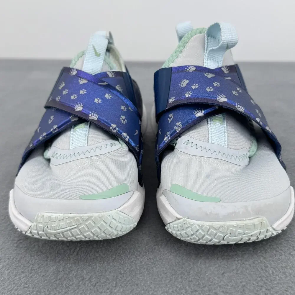Nike‎ FlyEase Shoes Kids Size 10.5C Blue Paw Print Strap Sneakers DQ6476-001